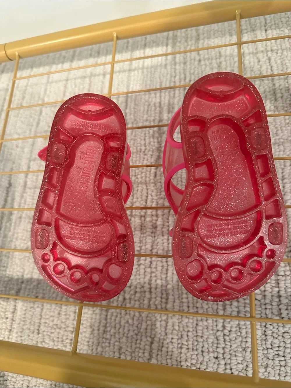 Mini Melissa Pink Glitter Jelly Sandals
